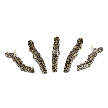 

Anself 5Pcs Crocodile Hair Sectioning Grip Clips Croc Hair Clips Clamps Hairdressing Salon Clamps Leopard Plastic Styling Tool