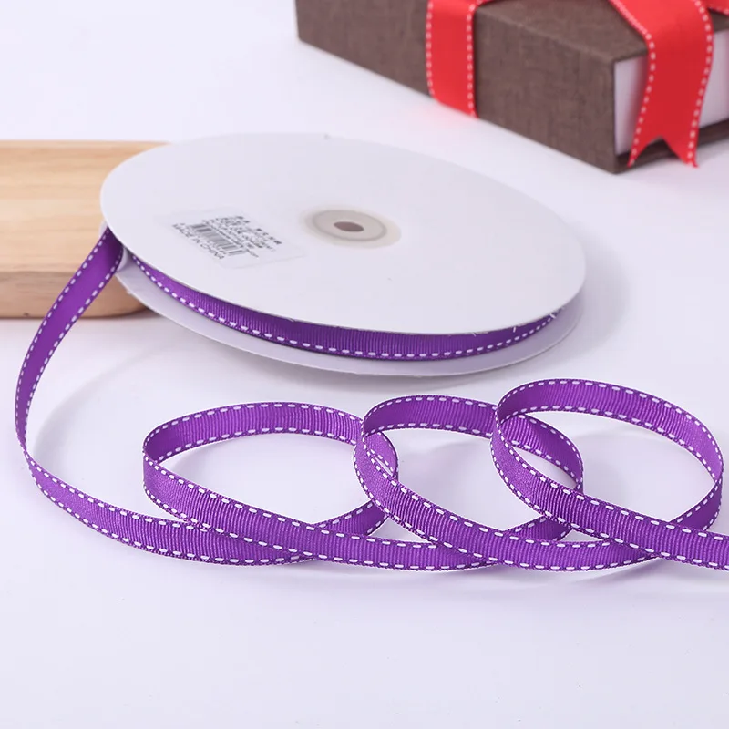 purple 50 ярдов 10 мм/15 мм/25 мм точечная линия корсажная лента стежка полиэфирные ленты красный подарок упаковка ленты Швейные аксессуары 3/8" - Цвет: purple