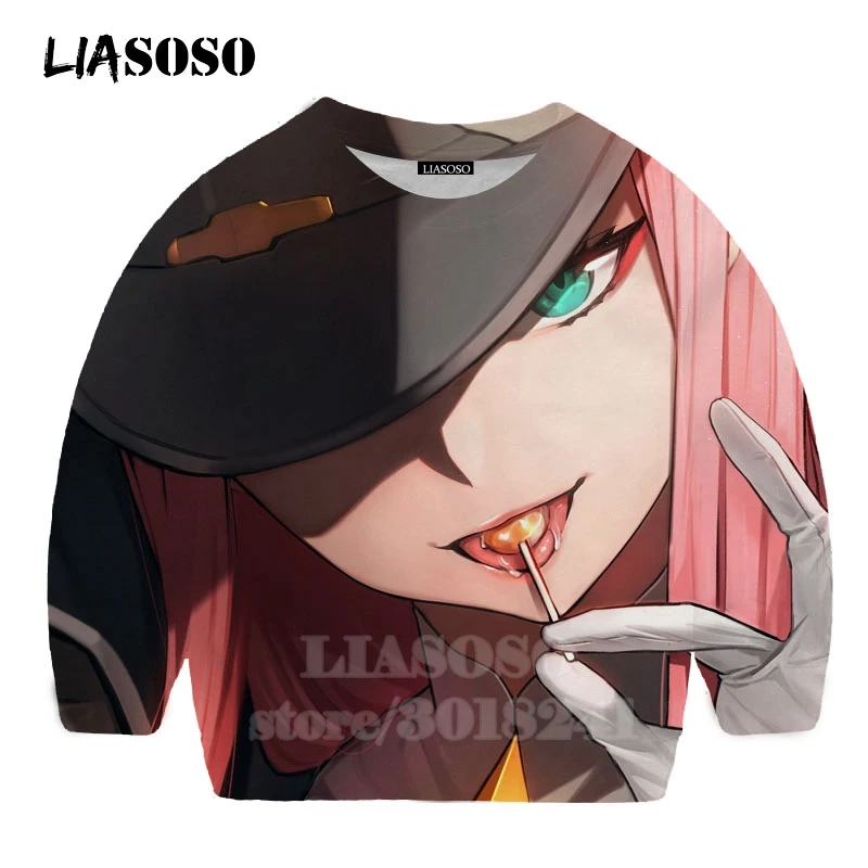 LIASOSO/Детская толстовка с капюшоном и 3D принтом для подростков; Топ для мальчиков и девочек с принтом «Darling In The Franxx»; Детский свитер; пуловер; B169-16