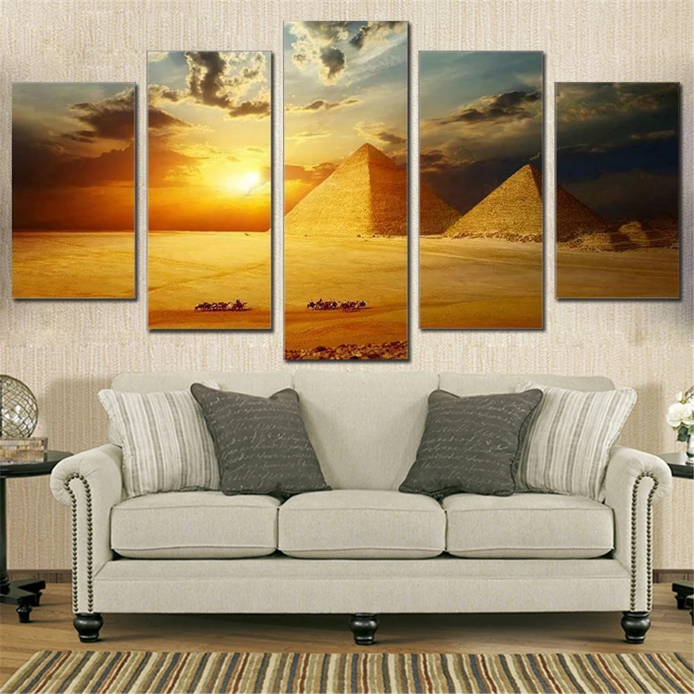 5 шт. Wall Art Холст Картина Пейзаж Плакат Египетские пирамиды фотографии