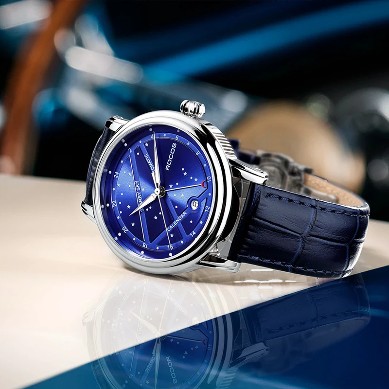 ROCOS Men's Automatic Mechanical Watch New Luxury Night Sky Watch Waterproof Sport Date Luminescence Sapphire WristWatch R0108
