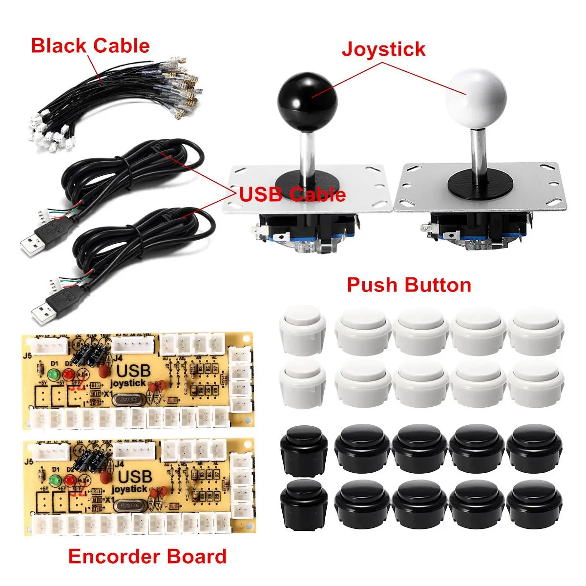 DIY аркадный набор, кнопочный двойной джойстик ZeroDelay, USB энкодер, набор деталей, набор для аркадных ПК, сменный игровой контроллер