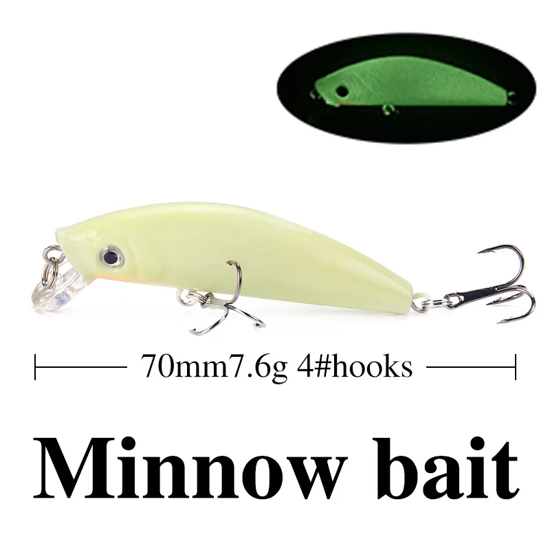 5pcs Gorgons Fishing Tackle Set Jerkbait Minnow Crankbait Pencil Popper Lipless Crank Luminous Fishing Lure Kit