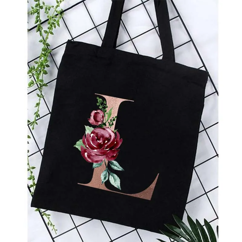 Alphabet Print Bridesmaid Totes Canvas Shopping Bags Bridal Bachelorette Party Shoulder Bag Fashion Beach Handbags Wedding Gifts