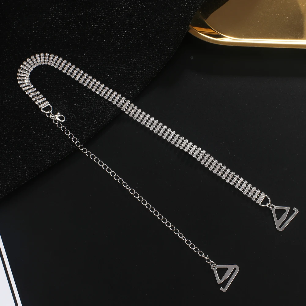 Rhodium мульти 4 ряда блестящий ремешок для бюстгальтера со Стразами Ремни decortiave