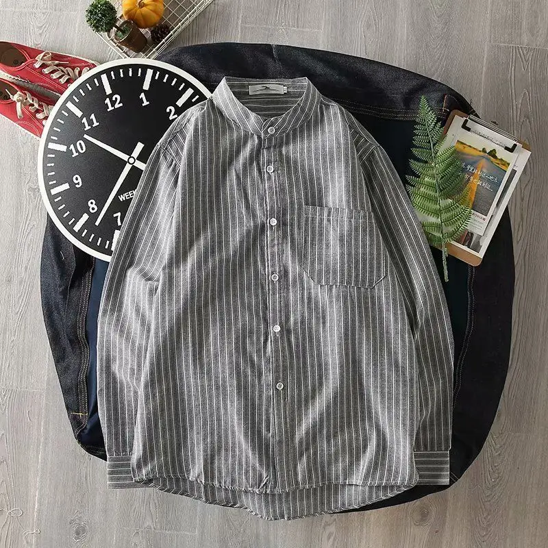 shirt man Весенне-осенняя длинная рубашка с карманом мужская одежда Slim Fit Мужская клетчатая рубашка с длинным рукавом Повседневная Уличная мужская рубашка - Цвет: shirt man
