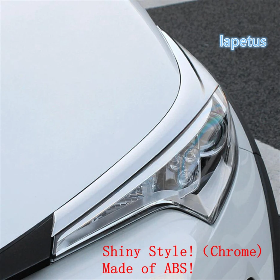 

Lapetus Front Head Lights Lamp Eyelid Eyebrow Decoration Cover Trim Fit For Toyota C-HR CHR 2016 - 2019 ABS Chrome Carbon Fiber