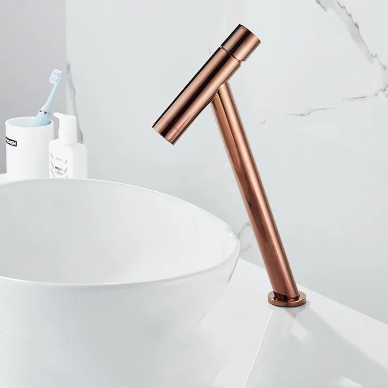 

Rose Gold Solid Brass Bathroom Basin Faucet Sink Mixer Hot & Cold Single Handle Deck Mount Lavatory Tap Nickel Black Chrome New