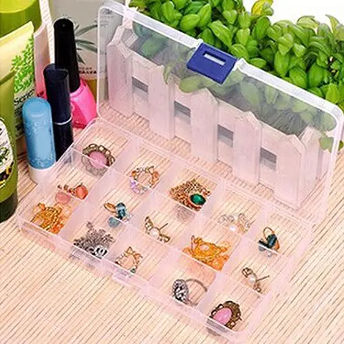 

Portable 10/15/24 Compartment Detachable Jewelry Bead Storage Case Organizer Box Jewelry Display store earrings/necklace/bead ne