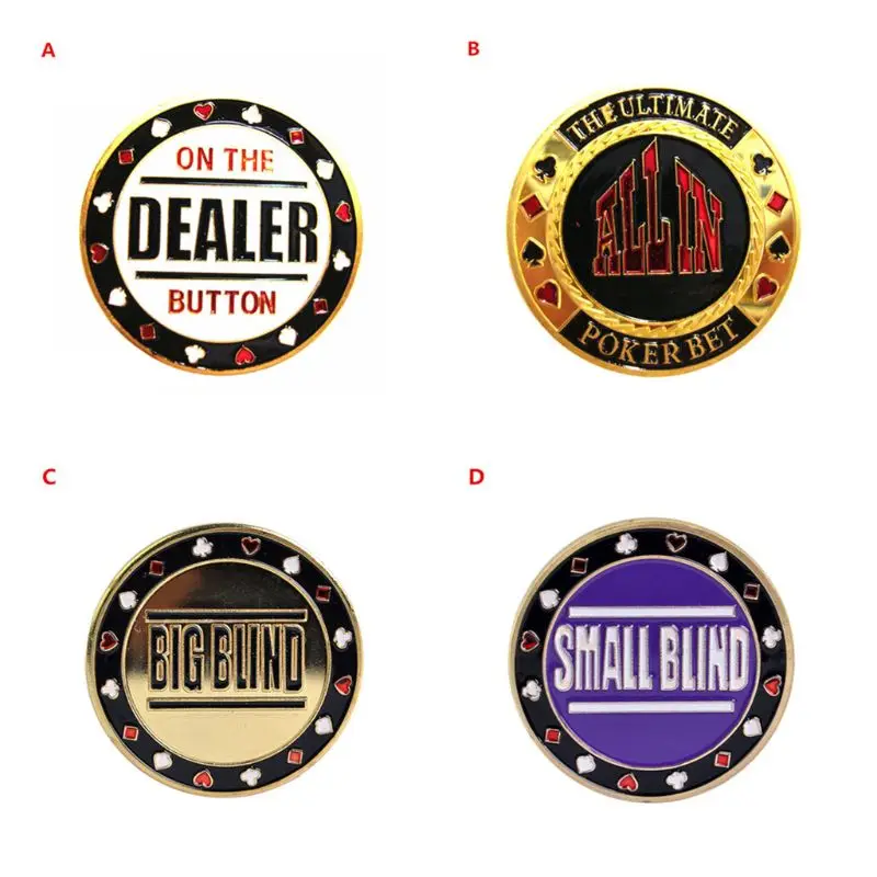 Metal Casino Hold'em Dealer / All in / Bigblind / Smallblind Gambling Poker Chip