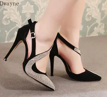

Summer new women's high heels sexy hollow rhinestone women's single shoes fashion pointed shallow mouth high heels