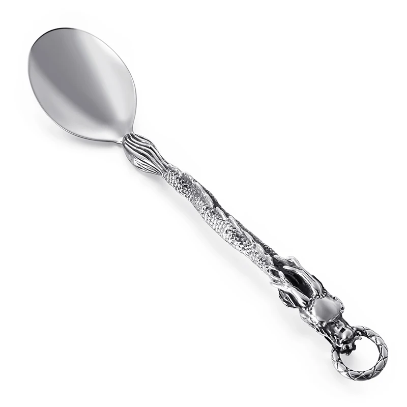 Дракон из нержавеющей стали набор посуды Западная еда столовые приборы посуда столовая посуда креативный подарок вилки, ножи, ложки - Цвет: Spoon