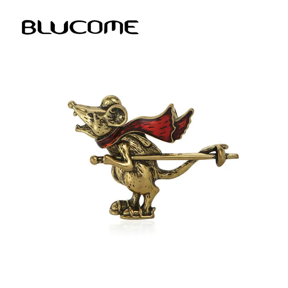 Эмаль Blucome брошь в форме мышки Корсажная золотого цвета стиле ретро животного