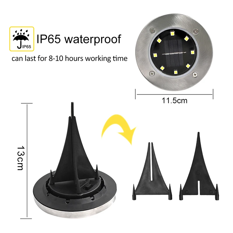 8 LED Solar Light Outdoor Path Way Garden Decoration Light Solar Waterproof Lamp for Yard Deck Lawn Patio Outdoor Lighting Lamps