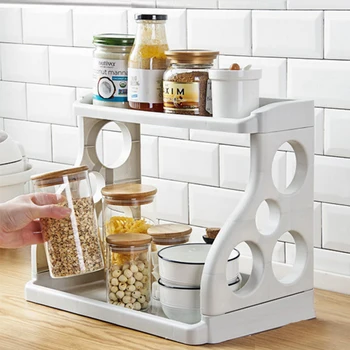 

Fowecelt Kitchen Cutlery Organizer Large Spice Rack Jars Seasoning Rack Storage Containers Pantry Organizer For Home And Kitchen