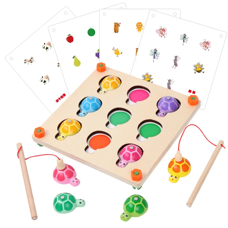 1PCS Wooden Memory Chess Educational Toys Chess Children Parent-child Interaction Desktop Games Fishing Toys for Children