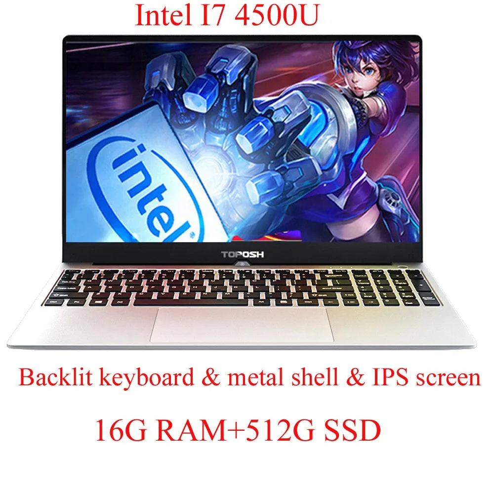 16G512G 4/8/12/16G Оперативная память 128/256/512/1024G SSD 15," Intel I7-4500U металлический корпус 1080P Win 10 лазерная гравировка клавиатуры ips игровой ноутбук - Цвет: 16G512G