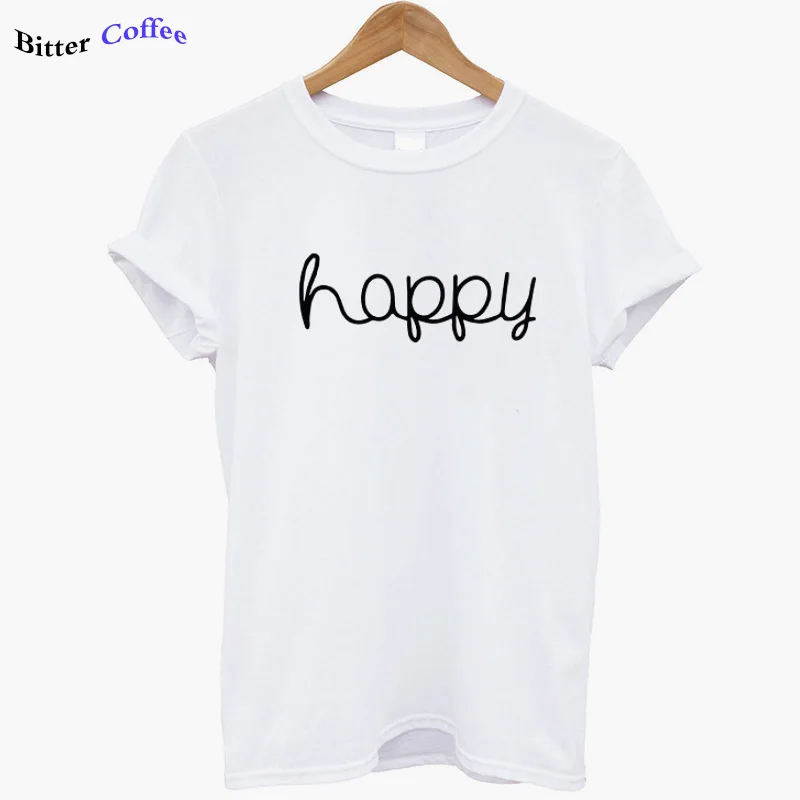 6 Летняя новая женская хлопковая Футболка Повседневная футболка с принтом happy женская футболка с коротким рукавом для девочек футболки XS-3XL - Цвет: 6
