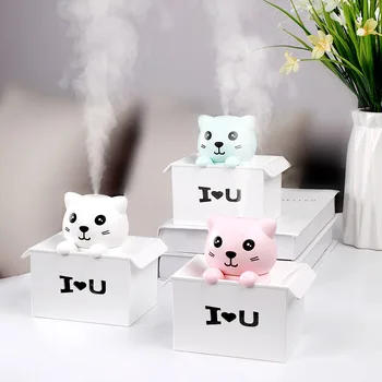 

Valentine's Day Gift USB Air Humidifier Aroma Oil Diffuser Cute Pet Cat with Color Light