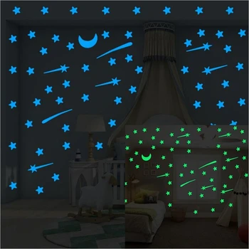 

108Pcs Luminous Meteor Wall Stickers Kids Bedroom Living Room Decoration Sticker Romantic Party Fluorescent Stars Stickers