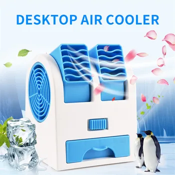

Mini Air Conditioner Fans Portable Air Cooler Dual-port Leafless Cooling Fans Usb Charging Silent Cool/refreshing Machine#g40