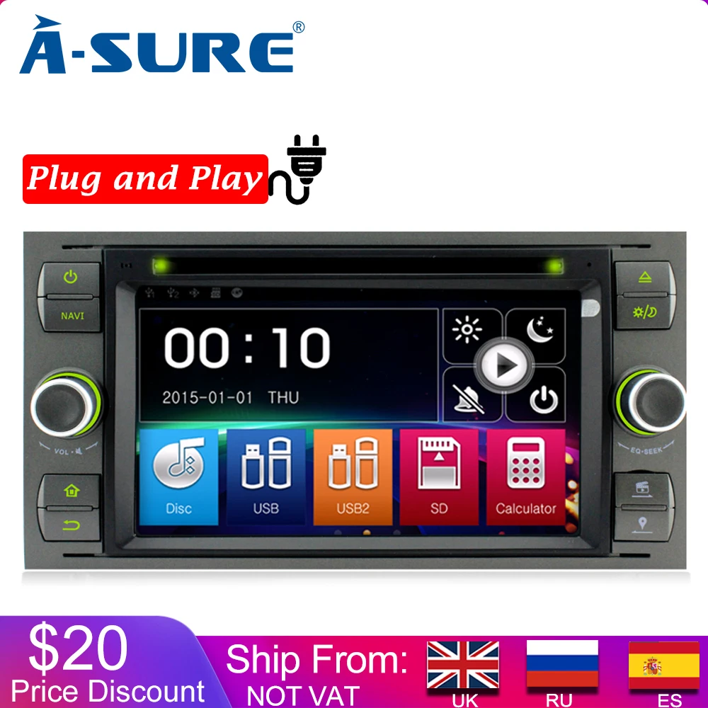 A Sure 2 Din Авто радио GPS DVD плеер навигация для Ford Transit Focus Galaxy S Max C Fusion Fiesta SWC
