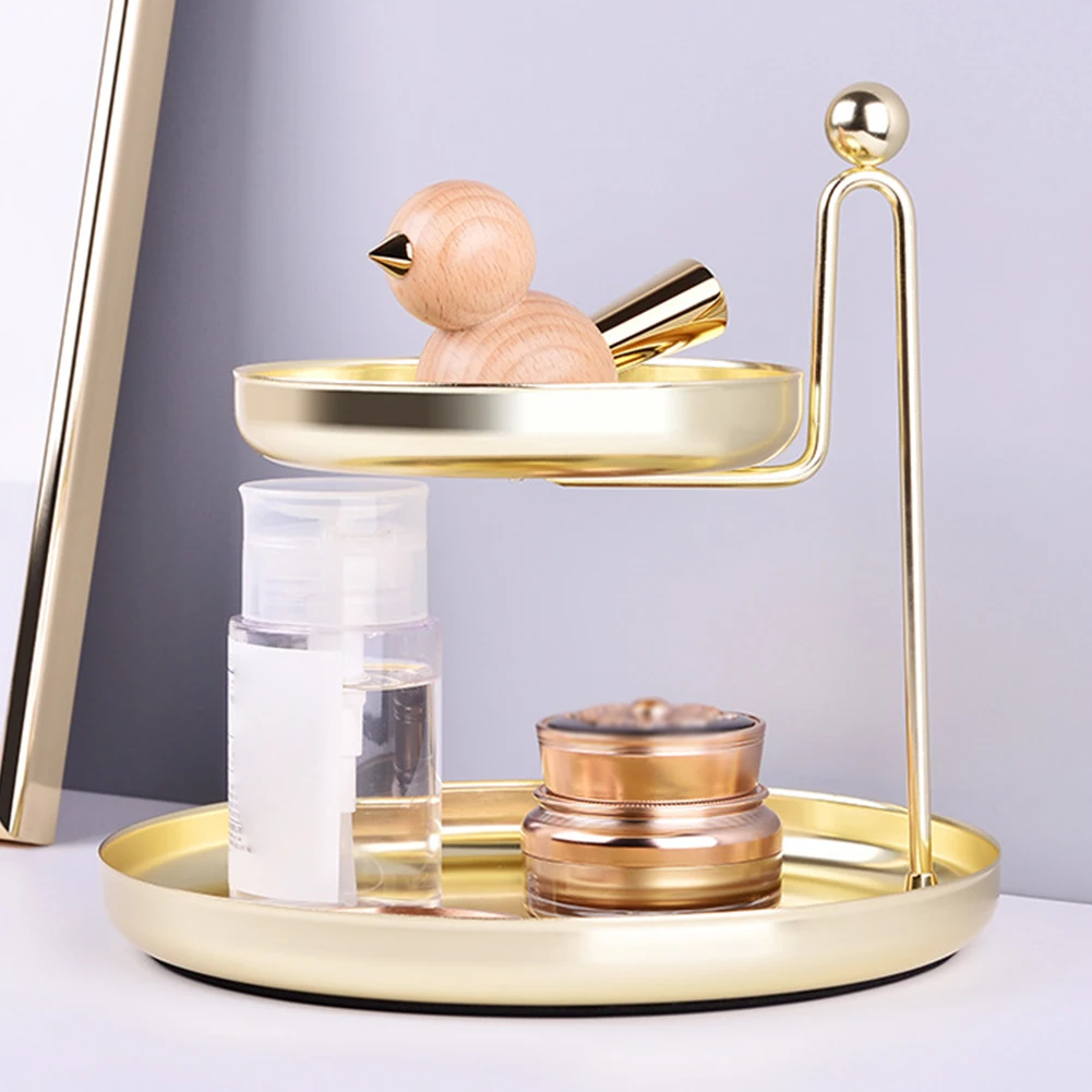 

Jewelry Display Home Nordic Style Metal Space Saving Desktop Organizer Decoration Storage Tray Bathroom Double Layer Handcrafted