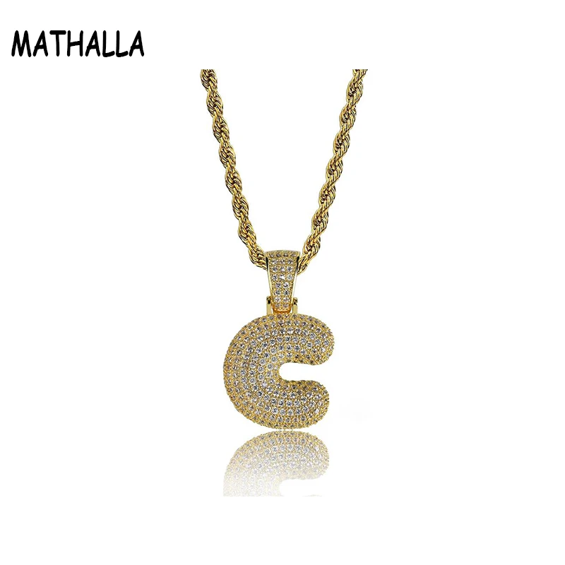 Ожерелье с подвеской MATHALLA именем инициала и цепочкой для мужчин женщин ювелирное