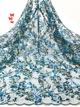 

free shipping 5y muti color for embroidery lace fabric with sequins JOY-2706 Fashionable french net fabric for dress for party