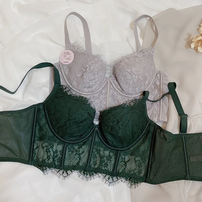 

Sexy widened lace underwear set wear outside and inside all-match waistcoat-style gather-up body shaping bra herringbone corset
