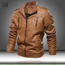 4XL мужские кожаные куртки, мужские пальто со стоячим воротником, Мужская мотоциклетная кожаная куртка, Мужская зимняя флисовая верхняя одежда, пальто, новая одежда