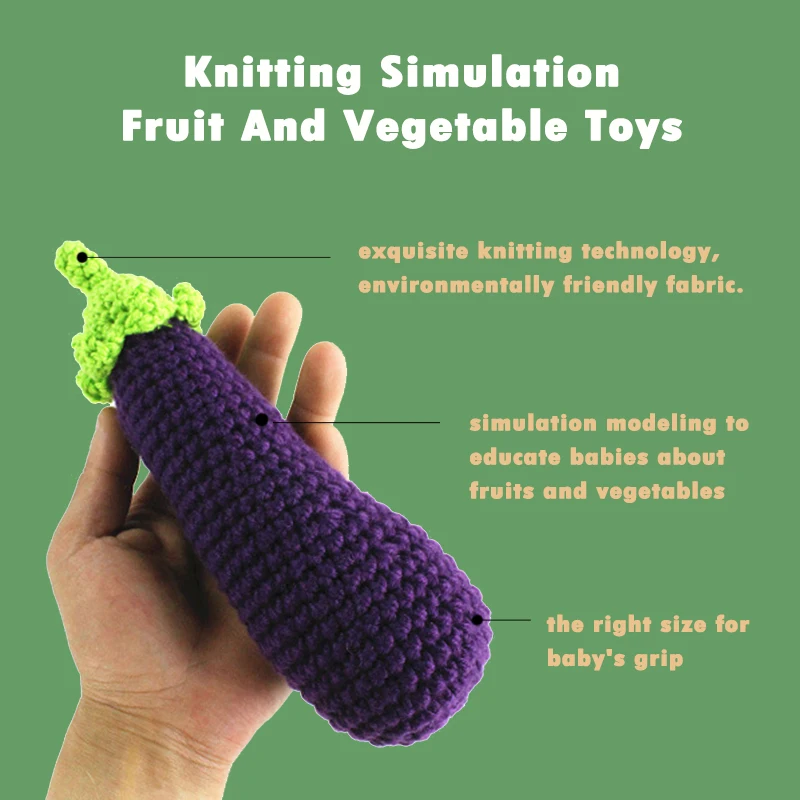 Wool Simulation Vegetables Fruits Toys Knitted Plush Toys Children Play House Pretend Play Vegetables Fruits Props Education Toy 2