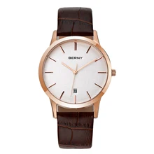 

Man Quartz Watch Calendar 3ATM Waterproof Genuine Leather Strap Ultra-thin Simple Golden Fashion Business Gift Amante Relógio