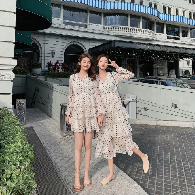 

Holiday Best Friend-Polka Dot Dress 2019 New Style Women's Royal Sister-Style Mid-length Yamamoto-Style Platycodon Grandiflorum