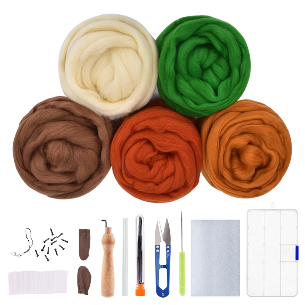 

100g Needle Felting 5 Colors DIY Wool Felt Craft oft Felting Wool Kit Handle Wool Set Weaving Needlework Spinning Craft Kits
