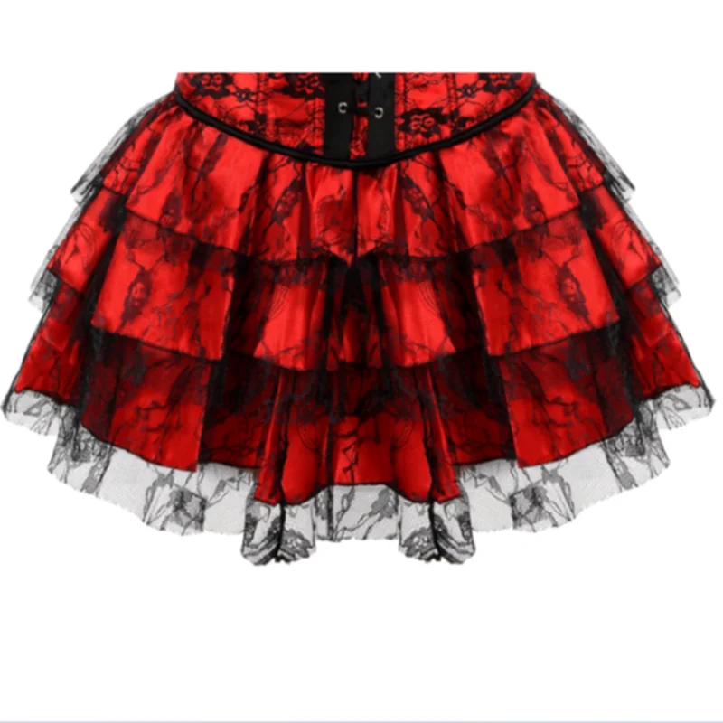 Sexy Skirt Women Floral Lace Tulle Pleated Skirt Multilayer Showgirl