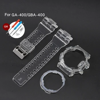 

Protective Case Strap for Casio G-SHOCK GA-400 GBA-400 GA400 Sport Watch Band TPU Transparent Bracelet Watch Accessories kit