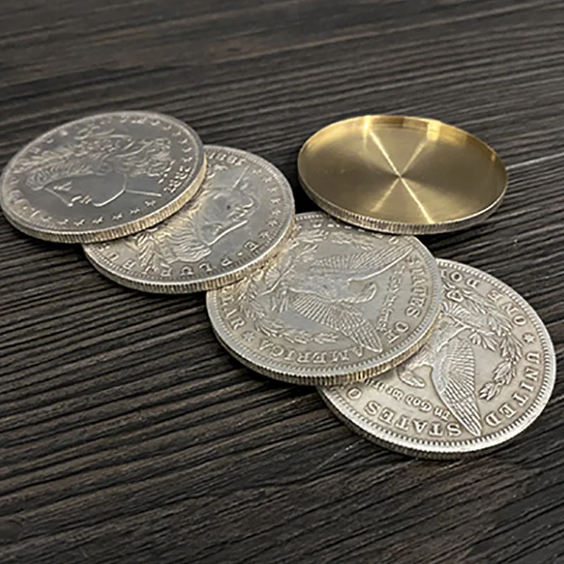 모건 달러 쉘 및 동전 세트(4개 동전) 마술 트릭 동전 사라지는 변화 Magia 닫기 환상 특수 효과 소품 정신주의 재미