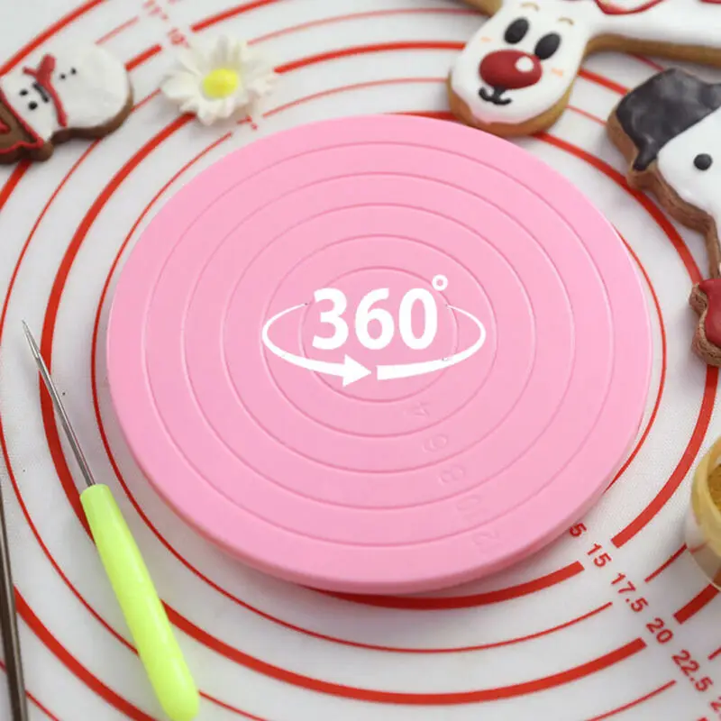 

Plastic Cake Plate Turntable Rotating Anti-skid Cake Stand Cake Decorating Rotating Table Cake Spatula DIY Baking Kitchen Tool