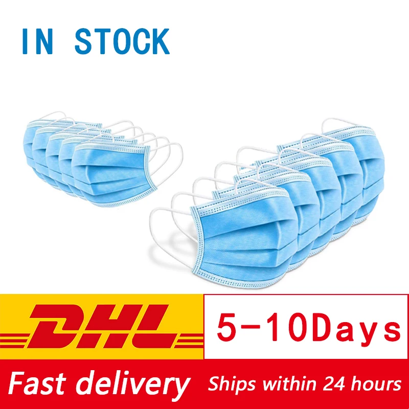 

DHL 100/200/300PCS Mouth Mask Safety 3 layers Elastic Ear Loop Disposable Face Mask Adult Protective Masks