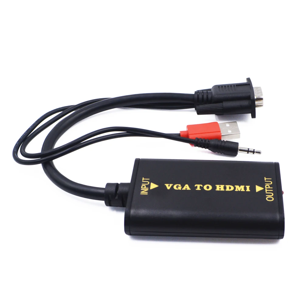  Elistooop Portable Plug and play VGA To HDMI Output 1080P HD Audio TV AV HDTV PC Video Cable VGA2HD