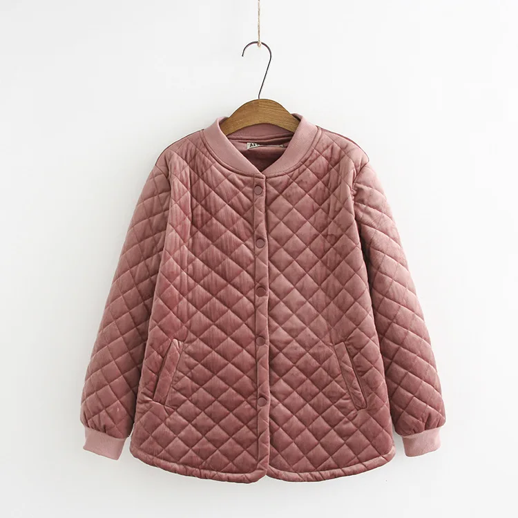 New Korean Cotton-padded Clothes Women's Loose And Plus-sized Gold Velvet Cotton Coat Warm Short Rhombus Thin Coat