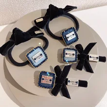 

Rhinestone Hair Tie Clip for Women Girl Geometric Elastic Bands Rubber Korean Cute Accessories Handmade Wholesale