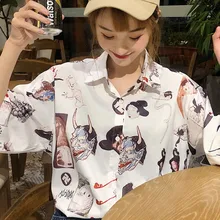 Harajuku женская блузка в стиле панк повседневные свободные блузки с коротким рукавом топы женские корейский стиль Blusas Mujer De Moda