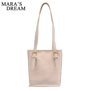 

Mara's Dream 2020 New Solid Color Fashion Ladies Stitching Hand Bag Female Bag Casual Simple Wild Bucket Bag