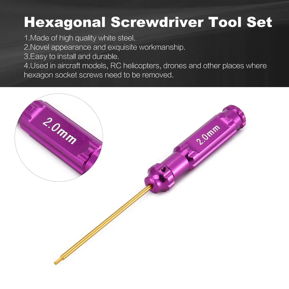 2.0mm White Steel Titanium Plating Hexagonal Screwdriver Tool Set for RC Helicopter Drone Aircraft Model Repair Tools