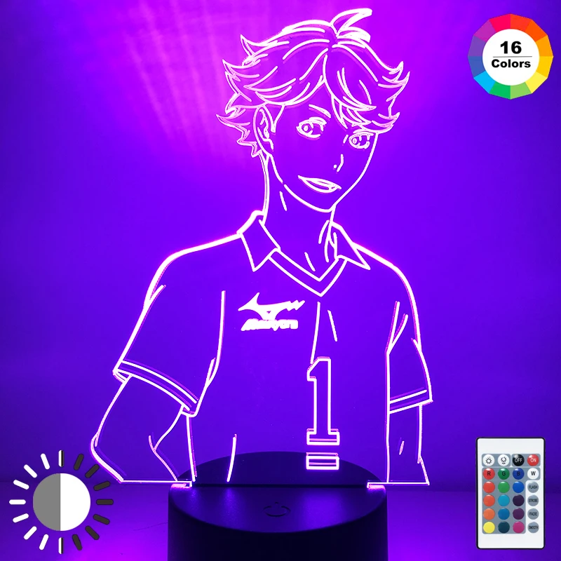 

3D Anime Haikyuu Hinata Shoyo Kageyama Tobio Figure Acrylic Led Night Light for Kids Decor Nightlight 3d Illusion Light