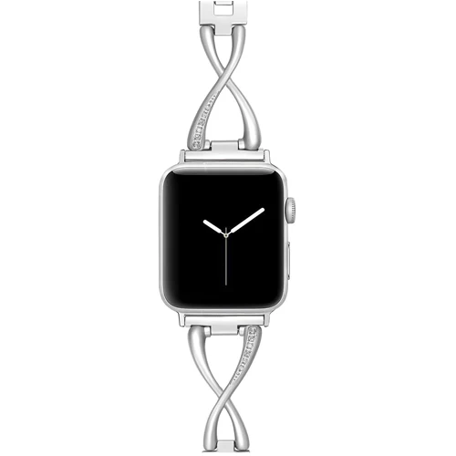 Алмазный обруч для Apple Watch 42 мм(44 мм) 38 мм(40 мм) ремешок из нержавеющей стали Iwatch Series 4 3 2 1 наручный браслет ремень - Цвет ремешка: silver