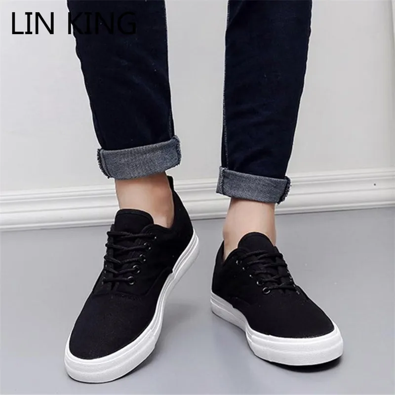 Shoes Vulcanized-Shoes Sneakers Height-Increase Men Fashion Outdoor Low-Top Lace-Up Canvas