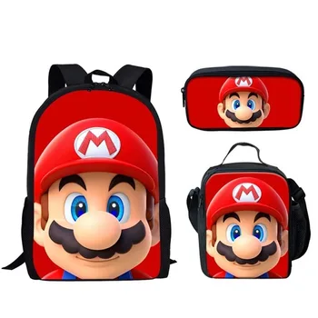 

New Hot Japanese Anime /Super Mario Bros Girl Boy Schoolbag Children Bookbag 3D Print Kid Set Mochila Backpack Shoulder Bags